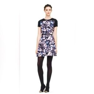 Club Monaco Charis Printed Shortsleeve A Line Dress Bodycon Pockets Black Pink 6